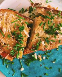 KIMCHI CHEESE TOASTIES WITH NORI CHIPS & WASABI MAYO