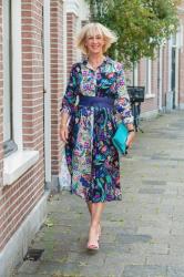 A colourful midi shirtdress