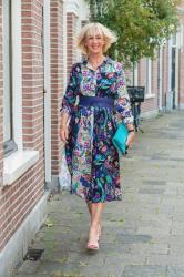 A colourful midi shirtdress