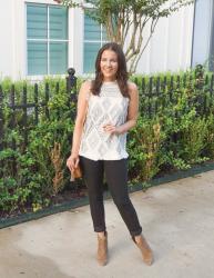 White & Black Embroidered Top