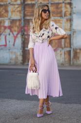 Purple pleated skirt