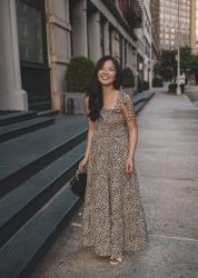 Leopard Maxi Dress with Tie Straps