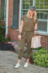 Olive Jumpsuit 3 Ways for Fall & Confident Twosday Linkup 