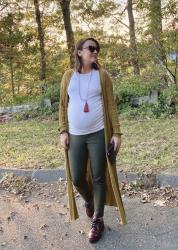 October Hues: Maternity Leggings With Long Cardi