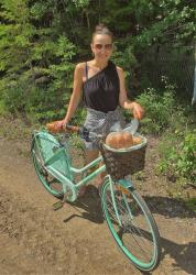 Biking Around Town One Shoulder Exposed