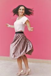 Pretty Pink Pleated Skirt Five  Ways & a Link Up