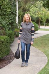 Cowl Neck Cool with Stripes