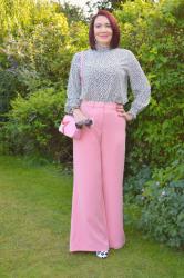 Pink Wide Leg Trousers and Polka Dot Top + Style With a Smile Link Up