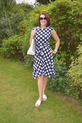 Navy and White Polka Dot Dress + Style With a Smile Link Up