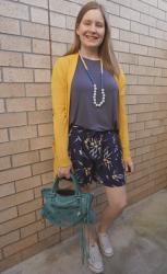 Printed Shorts and Cardigans For Spring With Blue Bags