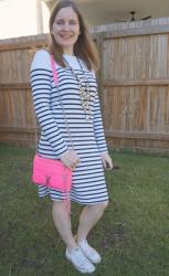 Weekday Wear Link Up! Stripe Tee Dresses, Converse, and Pink Rebecca Minkoff Bags