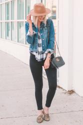 Black and White Plaid Flannel Top Outfit