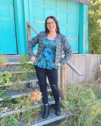 Adventures in Thrifting Part 2: Teal Tie Dye Top & Link Up on the Edge #216