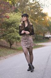 Leopard Skirt and Baker Boy Hat