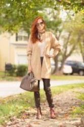 Turning Heads Linkup- Styling Faux Leather Leggings with a Long Cardigan
