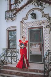 RED FORMAL EVENING GOWNS AND RED PARTY DRESSES
