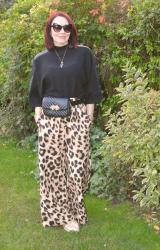 Wide Leg Leopard Print Trousers and Black Jumper + Style With a Smile Link Up