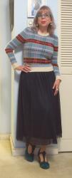 Plaid Sweater, Tulle and a Teal T-Strap Flashback