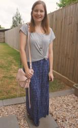 Weekday Wear Link Up: Grey Tees, Blue Maxis And Blush Rebecca Minkoff Darren Messenger Bag