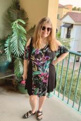 Dark, Tropical Cold Shoulder Dress