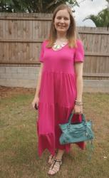 Weekday Wear Link Up: Balenciaga Bags and Kmart Short Sleeve Tiered Jersey Midi Dress