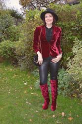 Red Velvet Jacket and Boots + Style With a Smile Link Up