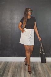 Women’s Tall Beige Button Up Skirt 2 Ways