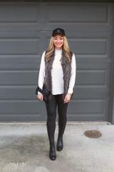 Fall Style: Faux Leather Leggings & Baseball Cap