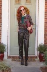 Turning Heads Linkup – Faux Leather Paperbag Pants with Cashmere Sweater