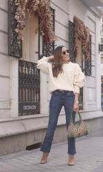 White Sweater With Embroidered Flowers