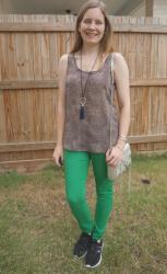 Two Ways To Wear: Green Jeans and Printed Tanks