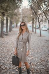 WORKING OUTFIT WITH DRESS AND BOOTS