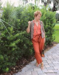 Rust Pants with Leopard Cardigan~Style Imitating Art 