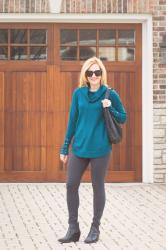 Classic Cowl Neck Sweater and Leggings Look