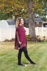 Cheery & Bright Oversized Poncho in Gorgeous Wine Color