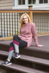 Beautiful Boucle Sweater with Color Block Leggings