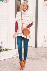 Striped Poncho – Easy & Cute Winter Outfit
