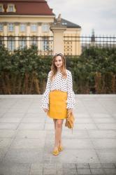 THINK YELLOW - YELLOW SKIRT & POLKA DOT BLOUSE 