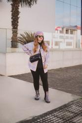 Purple street style; with Shein