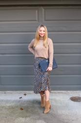 Winter Style: Satin Midi Skirt + Supersoft Turtleneck