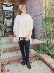 How I wear a winter white poncho without looking larger