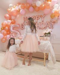 Milan Turns 5 + Rose Gold Balloon Garland + Candy Bar Princess Birthday Party
