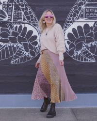 Midi Skirt and Combat Boots