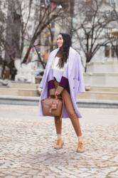 A Casual Winter Look in Lavender and Chestnut