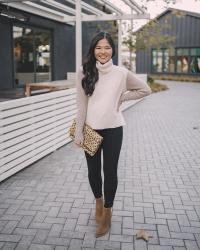 Colorblock Sweater & Black Leggings