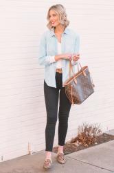 Chambray Shirt and Black Jeans