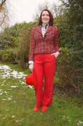 Cat Print Cotton Shirt and Tartan Jacket + Style With a Smile Link Up