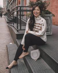 Striped Sweater & Fleece Leggings