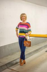 Cashmere jumper in rainbow colours