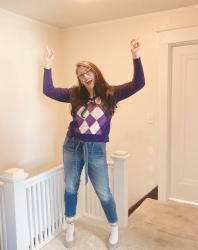 Adventures in Thrifting Part 6: Purple Argyle Sweater & Link Up On the Edge #231